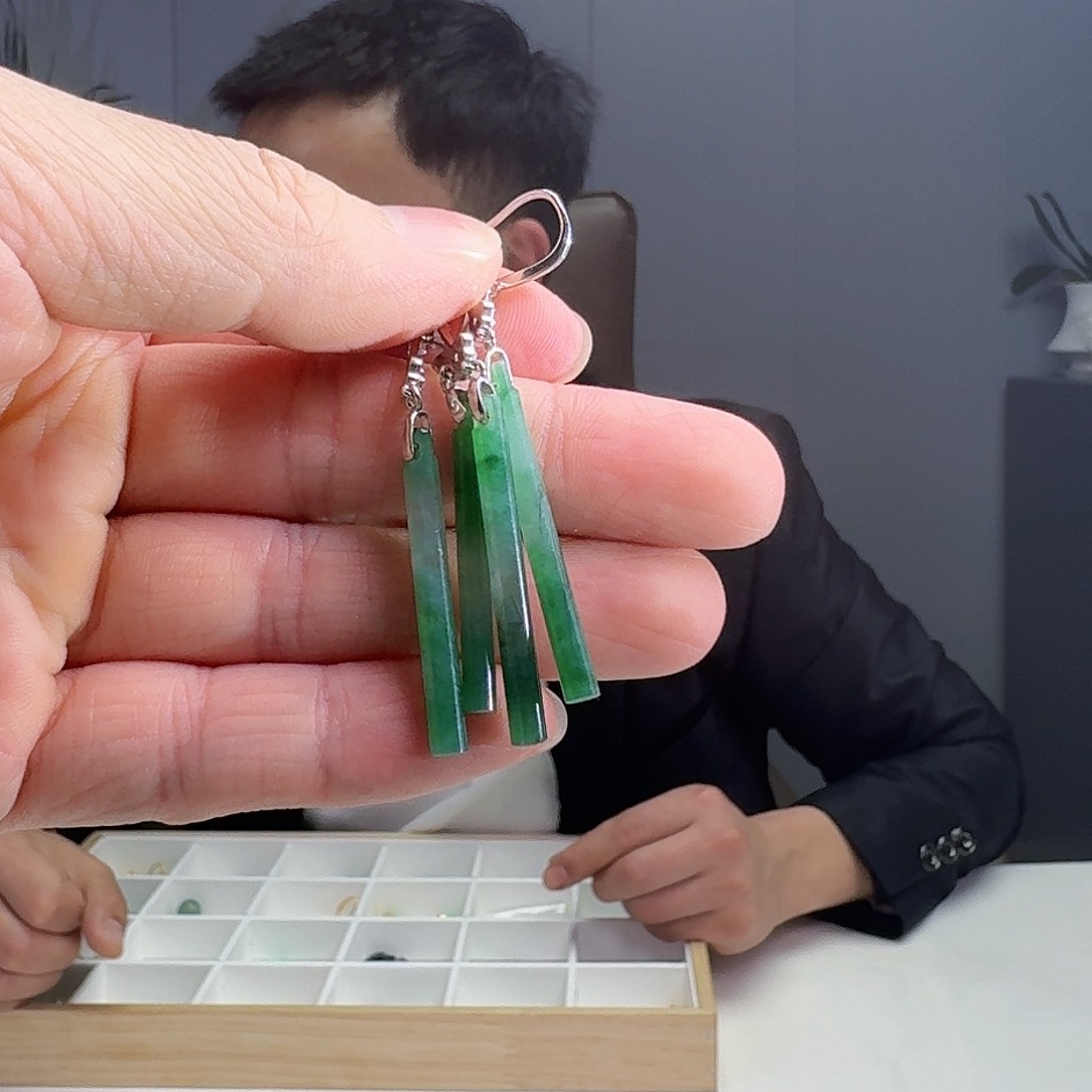 翡翠耳饰银S925镶嵌多样性发货其一