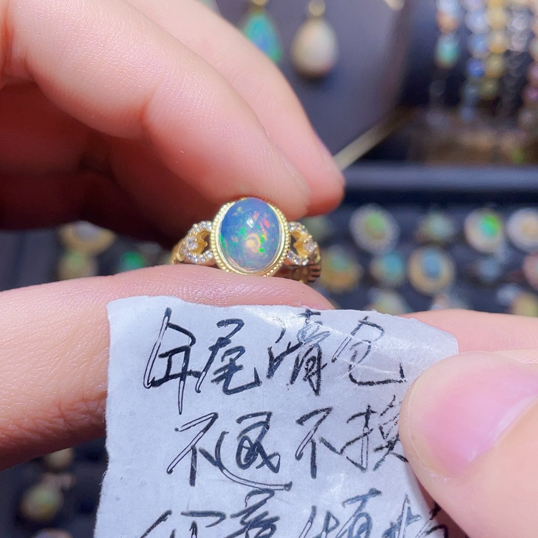 欧泊戒指）银S925镶嵌