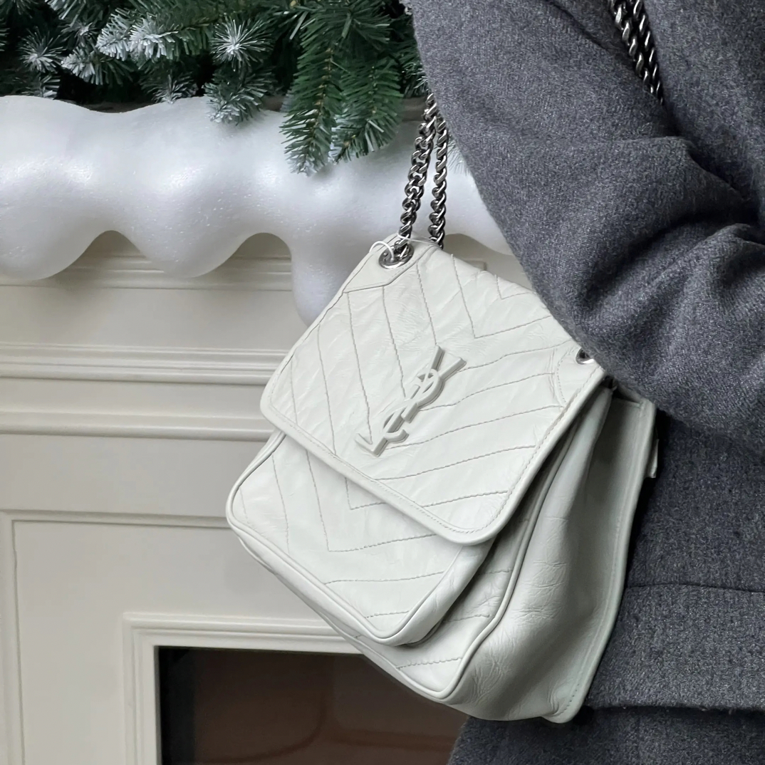 99新 YSL/圣罗兰 ysl niki白银中号d扣/99新/优选