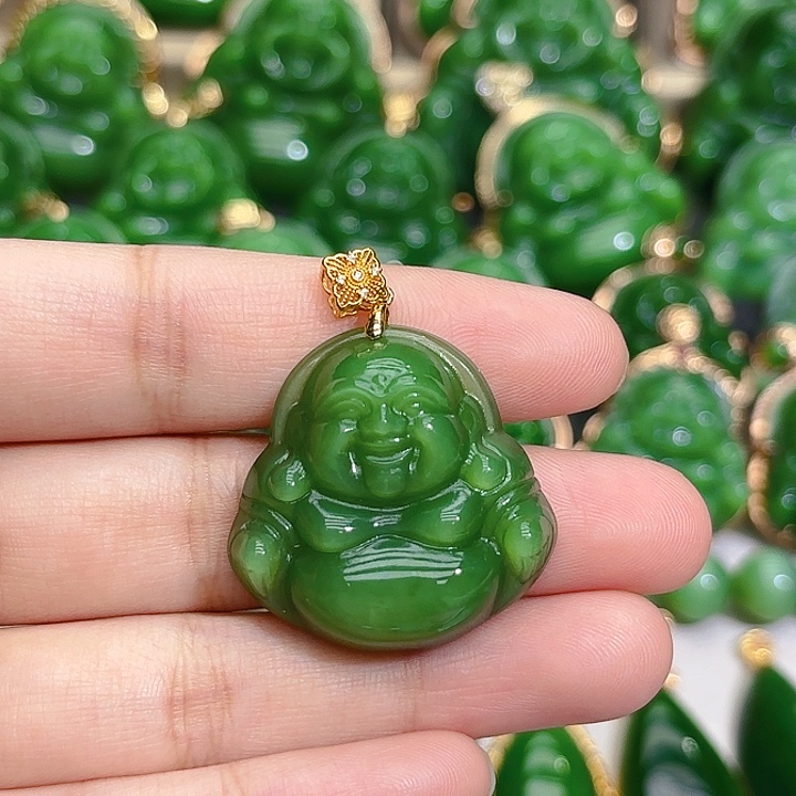 和田玉（碧玉）颈饰18K金镶嵌