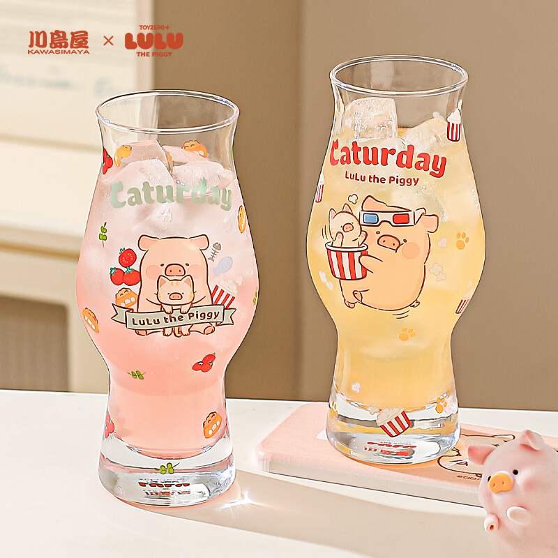 川岛屋&lulu猪联名 可爱玻璃杯女高颜值家用喝水杯子牛奶杯果汁杯