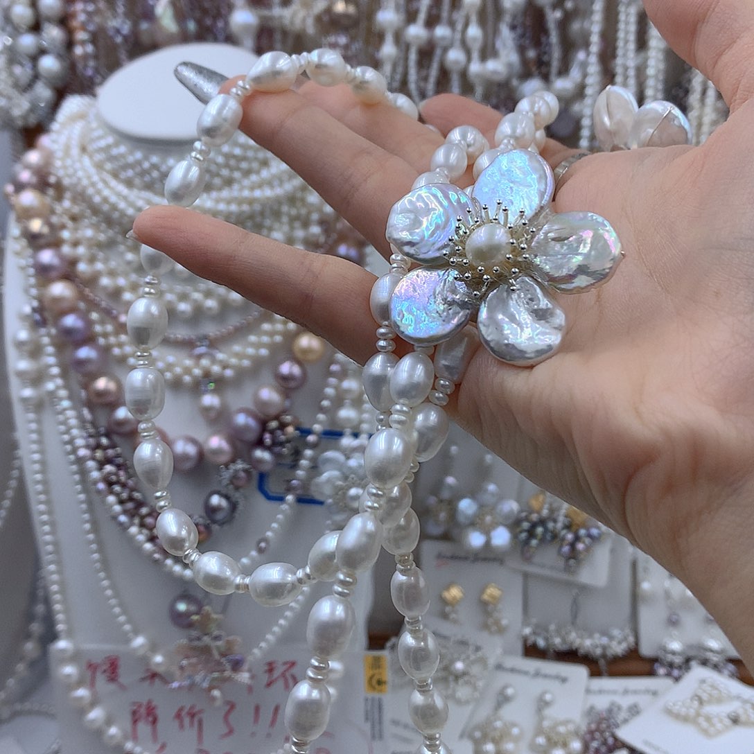 钮****项链耳饰银S925镶嵌淡水珍珠