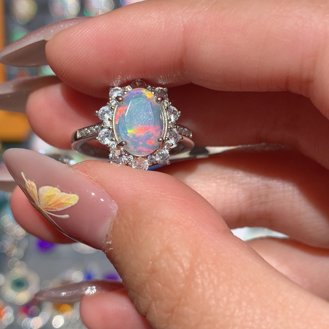 欧泊欧泊戒指y银S925镶嵌