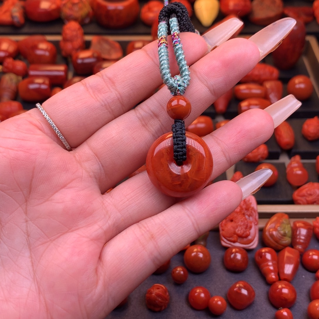 南红玛瑙未镶嵌川料平安扣22.6mm