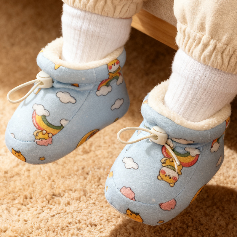 冬季婴儿鞋加绒保暖棉鞋新生儿宝宝鞋袜小月龄防掉软底鞋脚套鞋子
