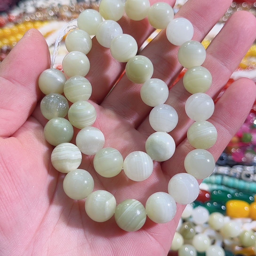 玛瑙/玉髓未镶嵌珠宝半成品绿方结一条12mm