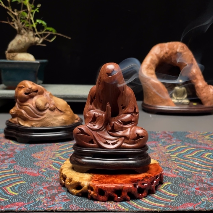 魔***生香榧木荔枝木无相香炉+底座