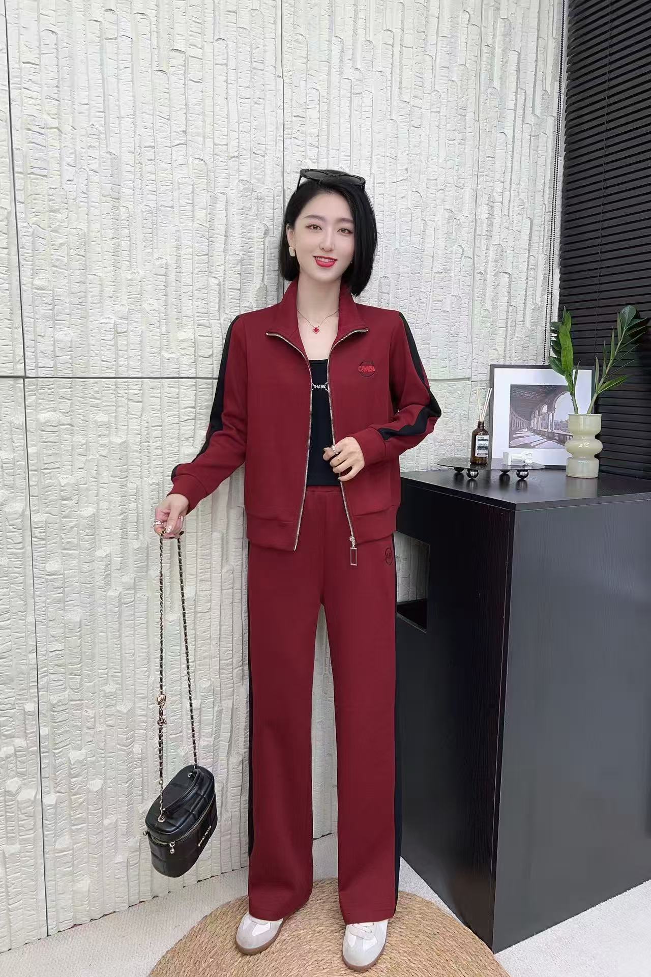 8810#开衫立领加厚保暖女2025冬新款时尚百搭显瘦拉链套装