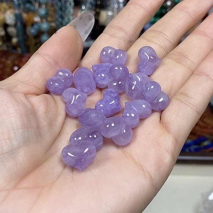 玛瑙/玉髓未镶嵌珠宝半成品薰衣草横孔屁桃卡13.5*11mm（2颗)