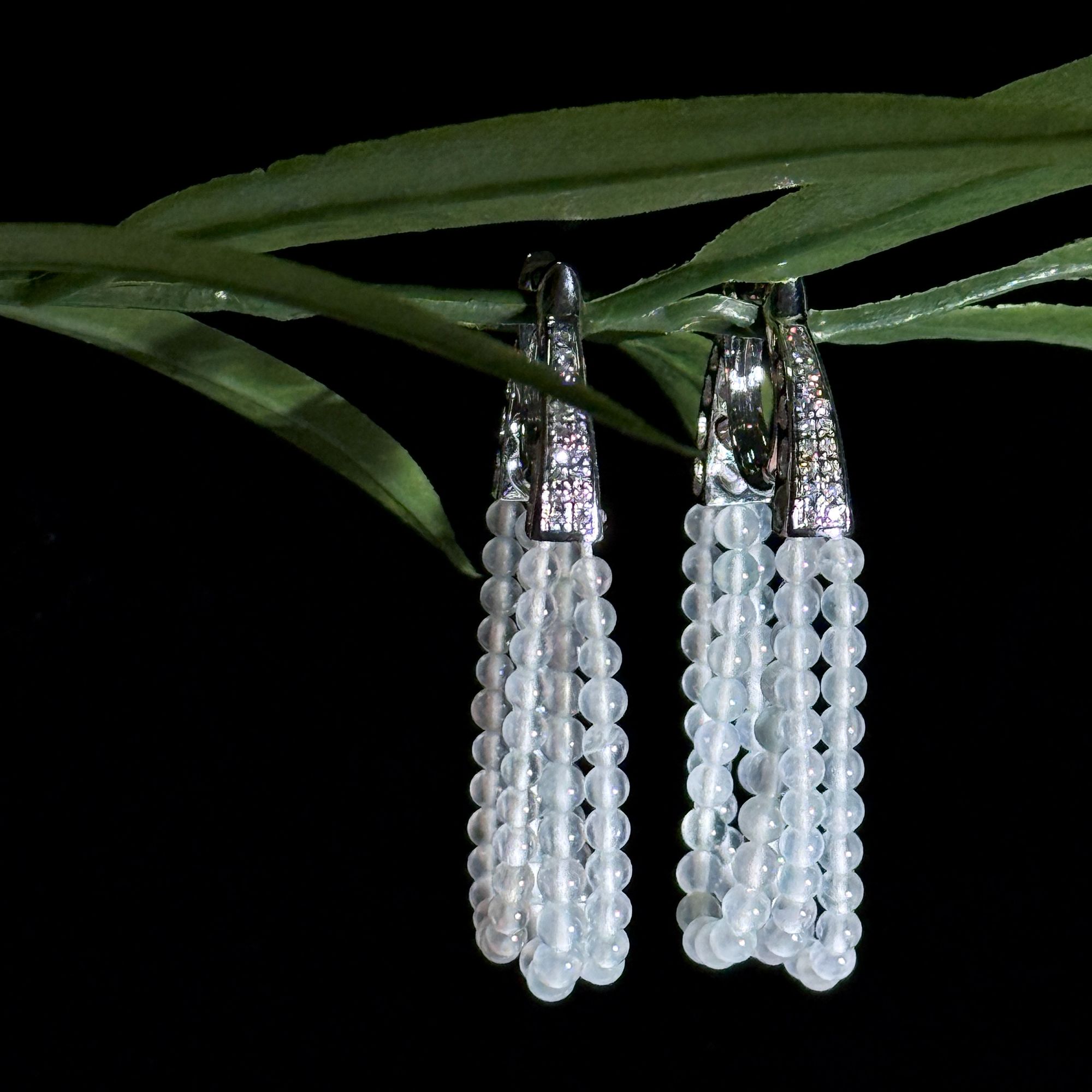 欣欣珠宝  18K镶嵌冰种小米珠耳包式耳环时尚百搭