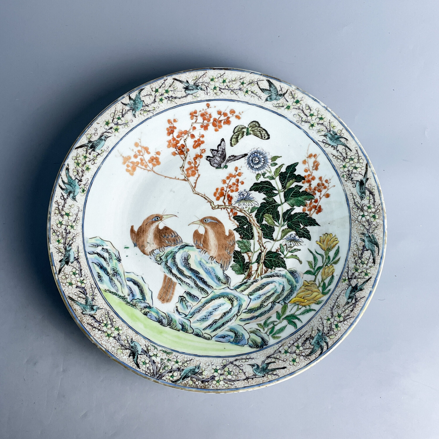 清晚期粉彩洞石花鸟纹大盘-M25H7003039-01