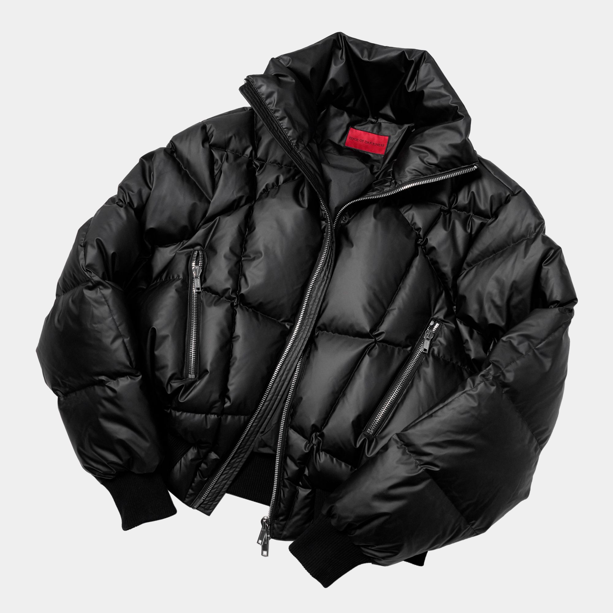 EODUP「黑镜」立体分割大廓形拉链立领高蓬松90白鸭绒保暖羽绒服