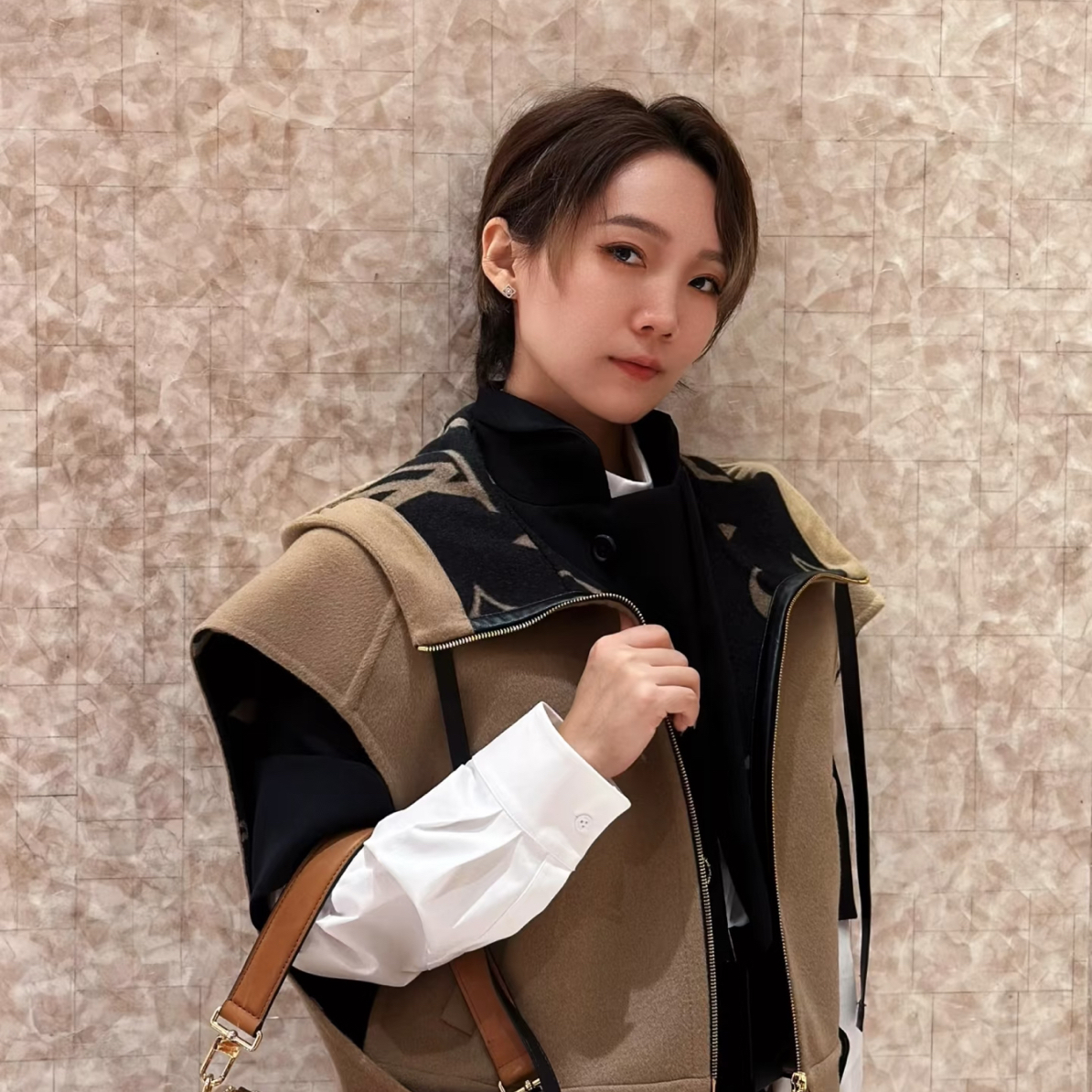 未使用 LouisVuitton/路易威登 LV老花毛呢马甲/尺码36/B05149