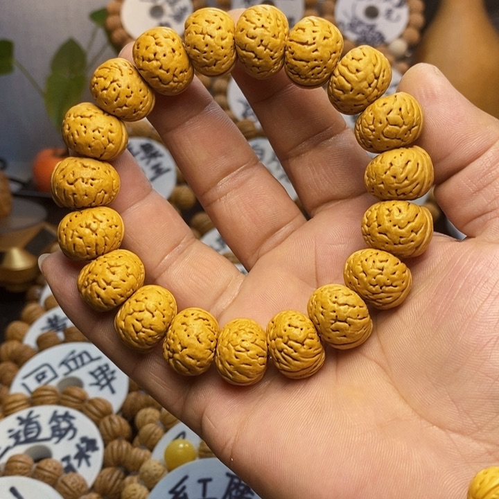 【闪购商品】指**邢桃核雕刻手串手链