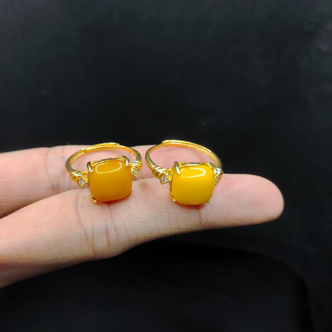 【康康严选】S925银蜜蜡方面戒指LW1【多样性发其一】约10mm