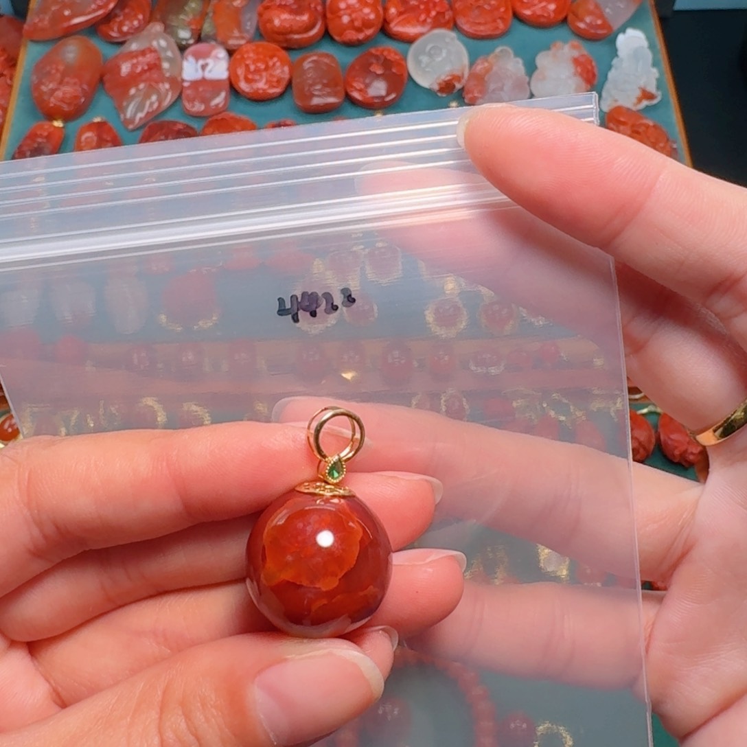 南红玛瑙南红18K金镶嵌