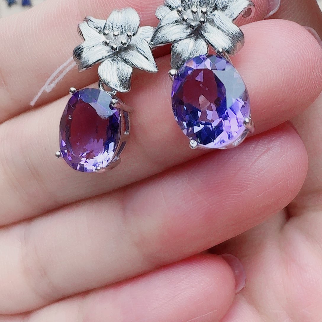 水晶耳饰银S925镶嵌耳钉796