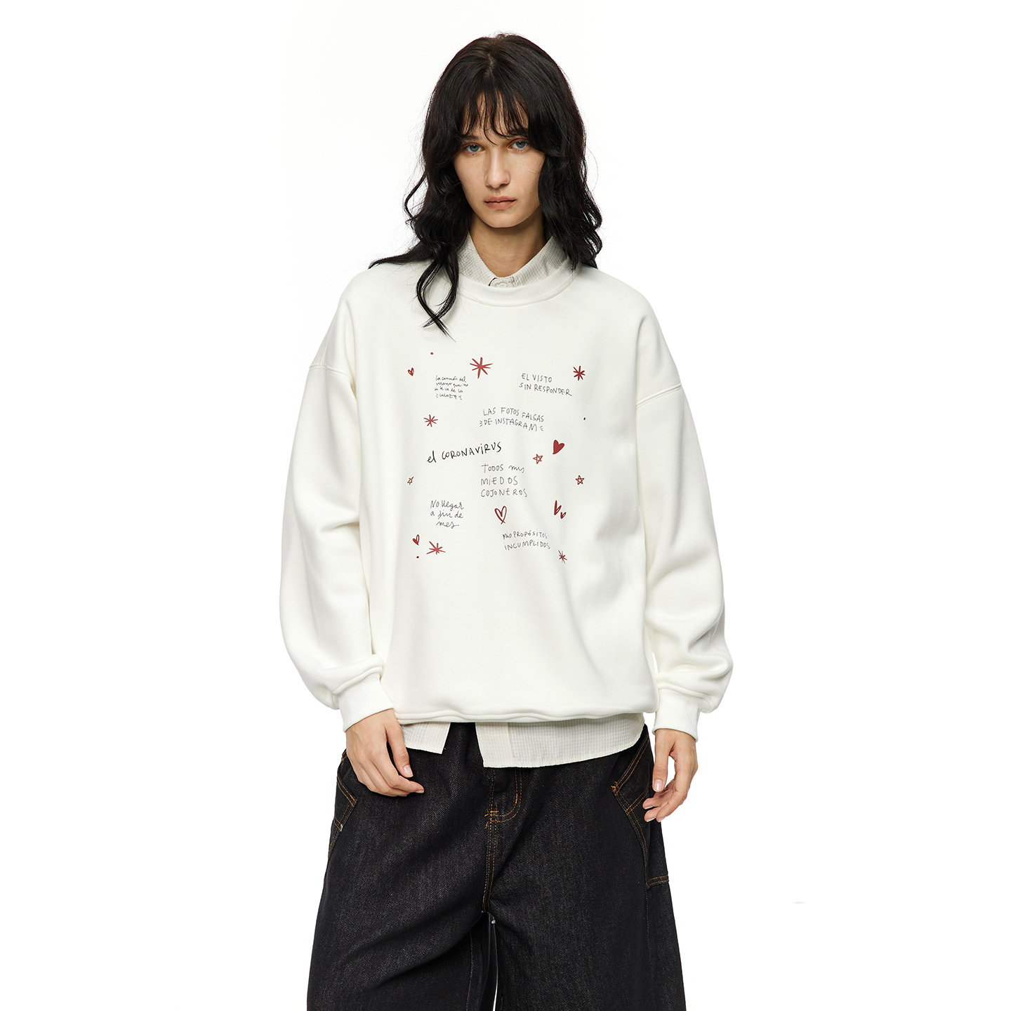 男道美式重磅字母印花圆领卫衣男女2025新款秋季加厚慵懒chic上衣