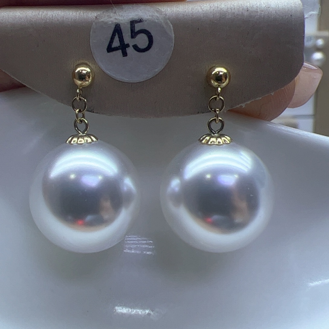 淡水珍珠耳饰18K金镶嵌