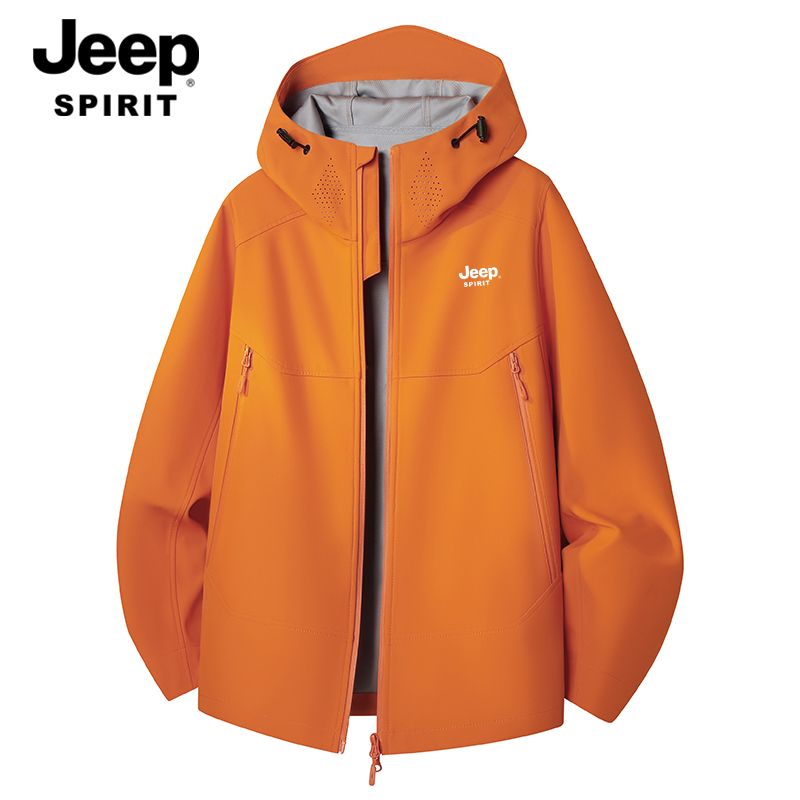 吉普JEEPSPIRIT软壳冲锋衣男女新款春秋户外防风薄款登山休闲外套