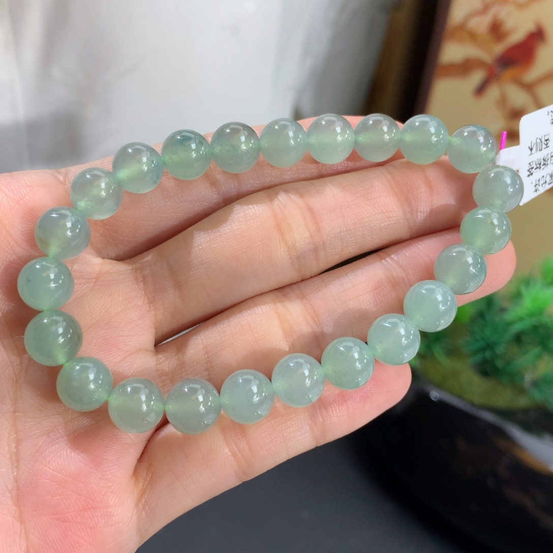翡翠未镶嵌手串卡8冰胶晴手串