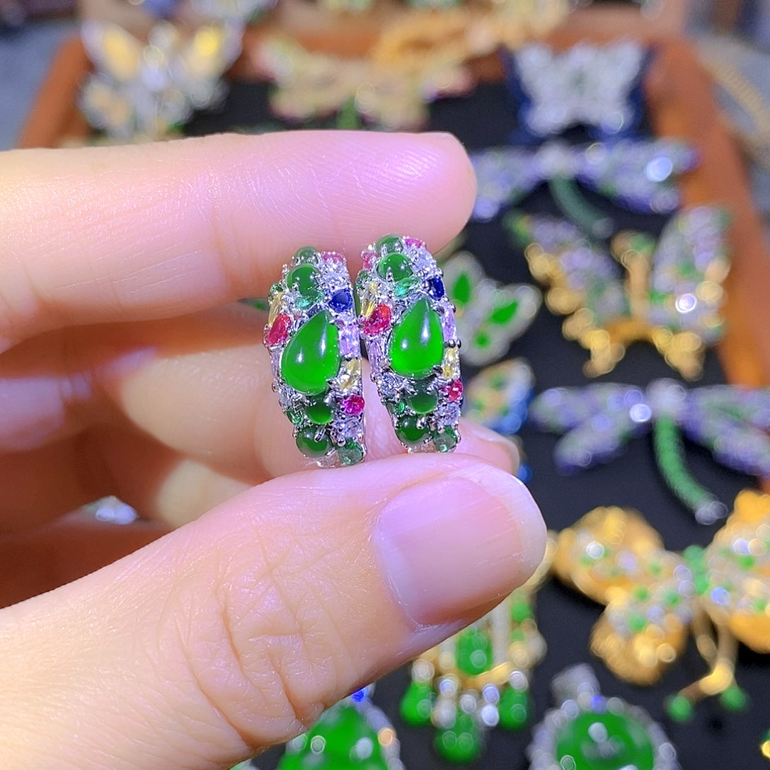 吊坠(不含链)银S925镶嵌翡翠