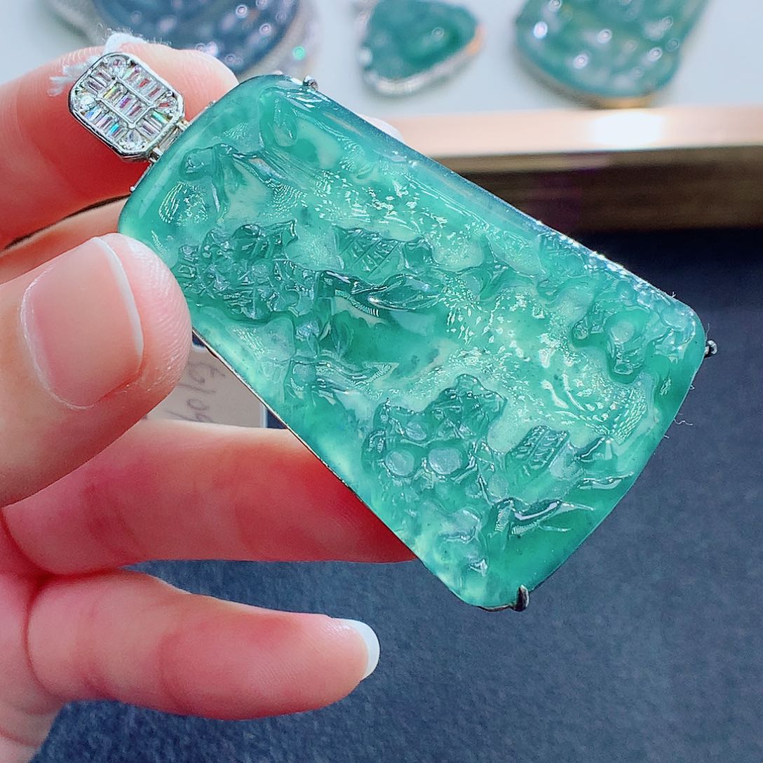 翡翠银S925镶嵌颈饰翡翠