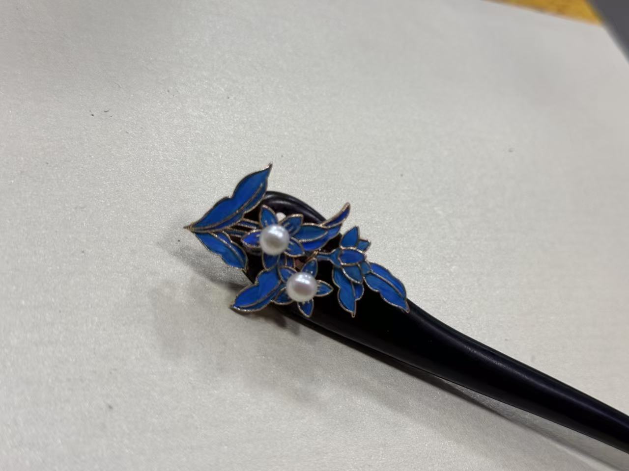 孔雀毛 花朵点翠工艺发簪