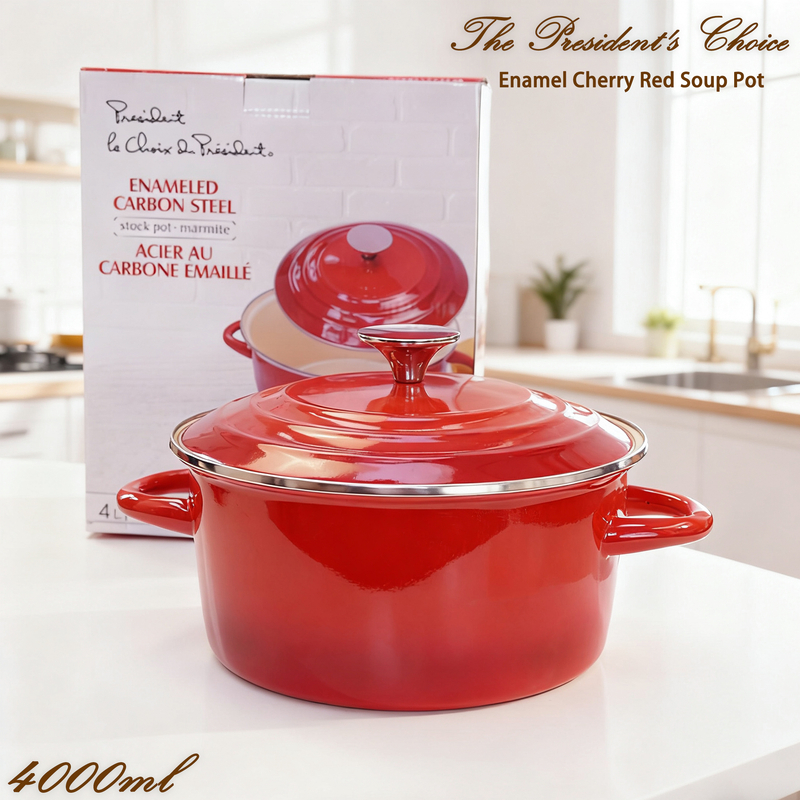 加拿大P.C.总统choice 珐琅4升无涂层炖煮锅24cm加高搪瓷汤锅
