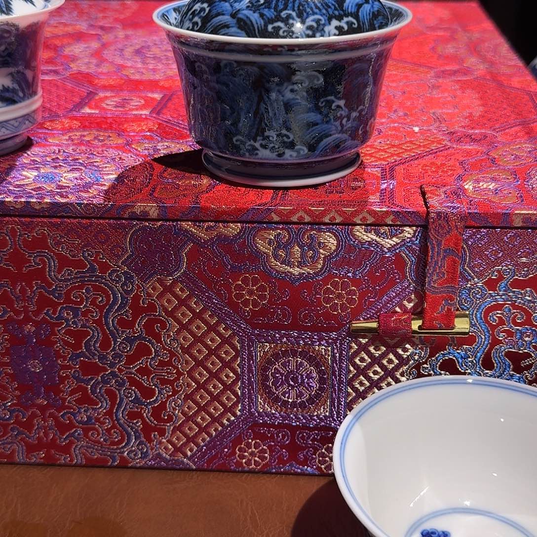 X***帆陶摆件景德镇高端海水盖碗