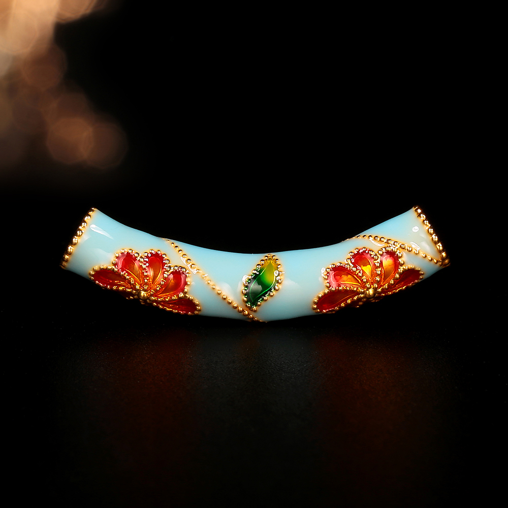 【阿雅专属】18k金烤珐琅花花弯管紫/绿