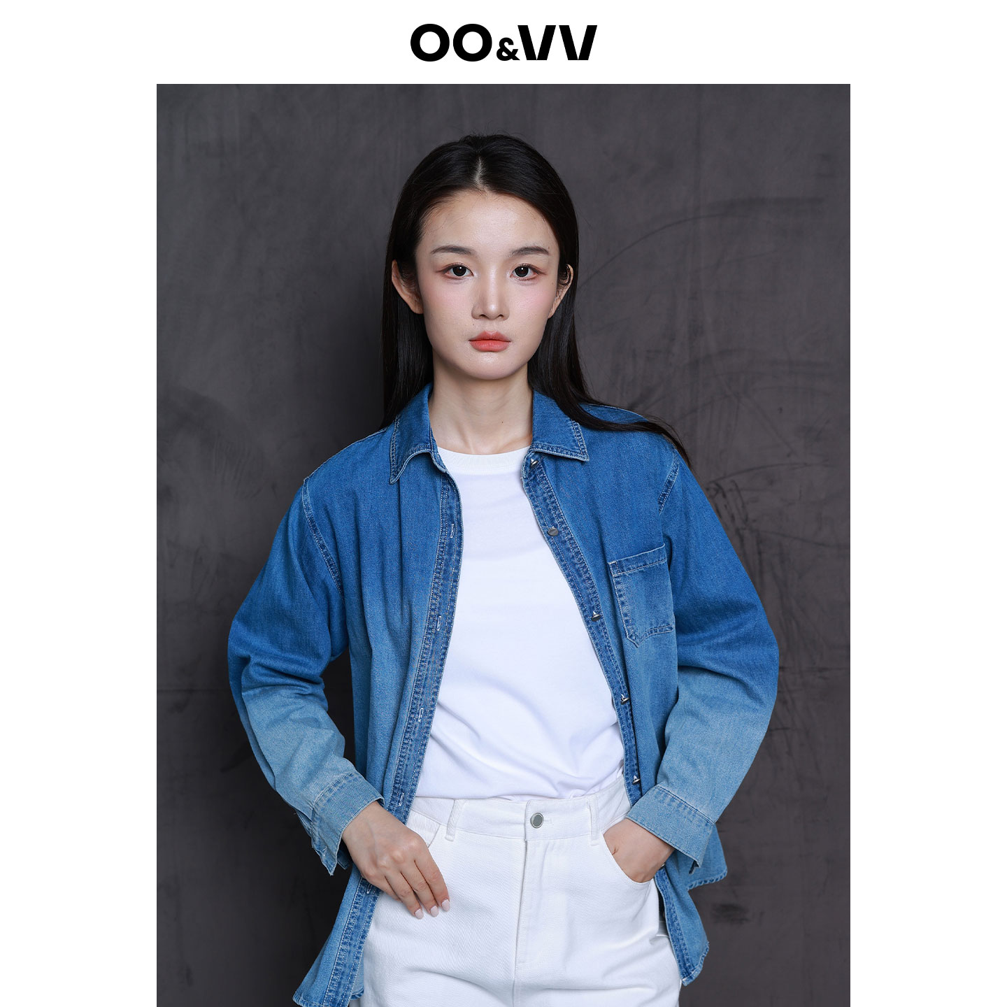 OO&VV2025秋季新款韩版时尚牛仔衬衫女宽松显瘦百搭休闲长袖上衣