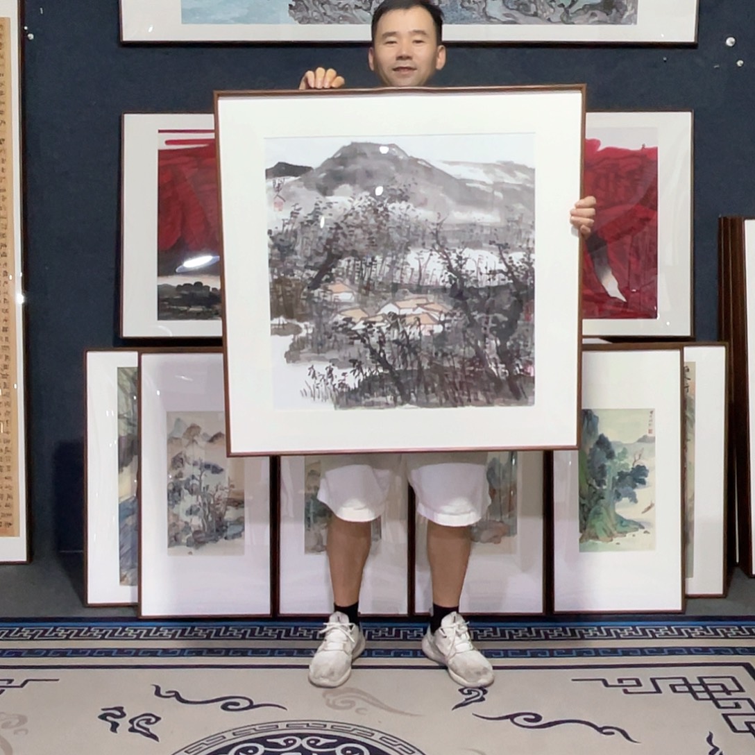 江***风国画手绘画作品带框80/80