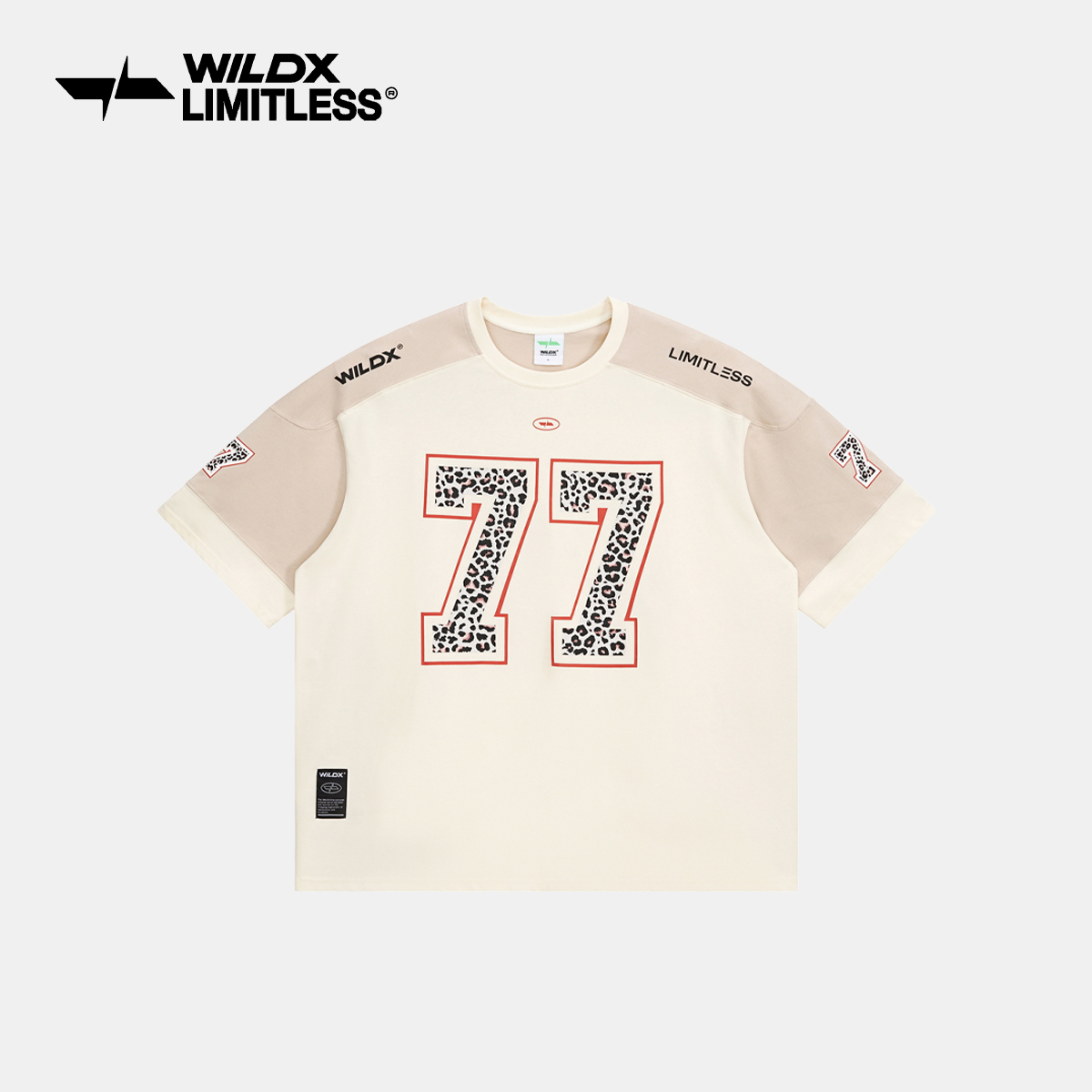 WildX「撒野制燥」张照洋冰球联名美式拼接橄榄球服嘻哈T恤短袖
