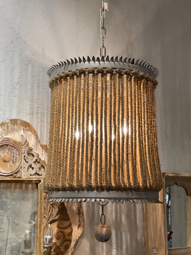 复古铁艺创意麻绳吊灯乡村田园卧室书房