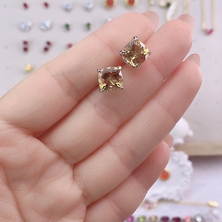 水晶耳饰银S925镶嵌耳饰