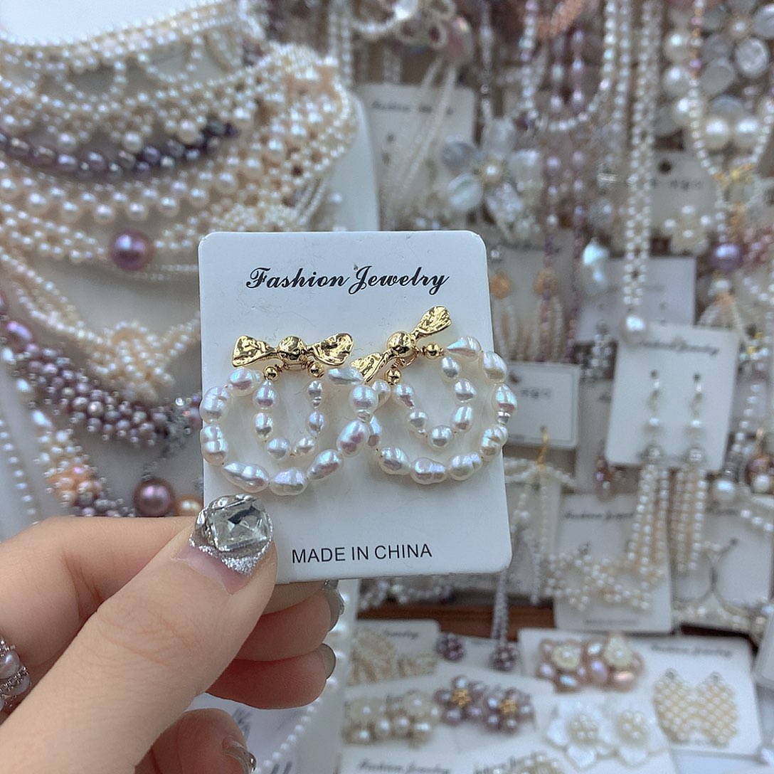 耳饰银S925镶嵌淡水珍珠