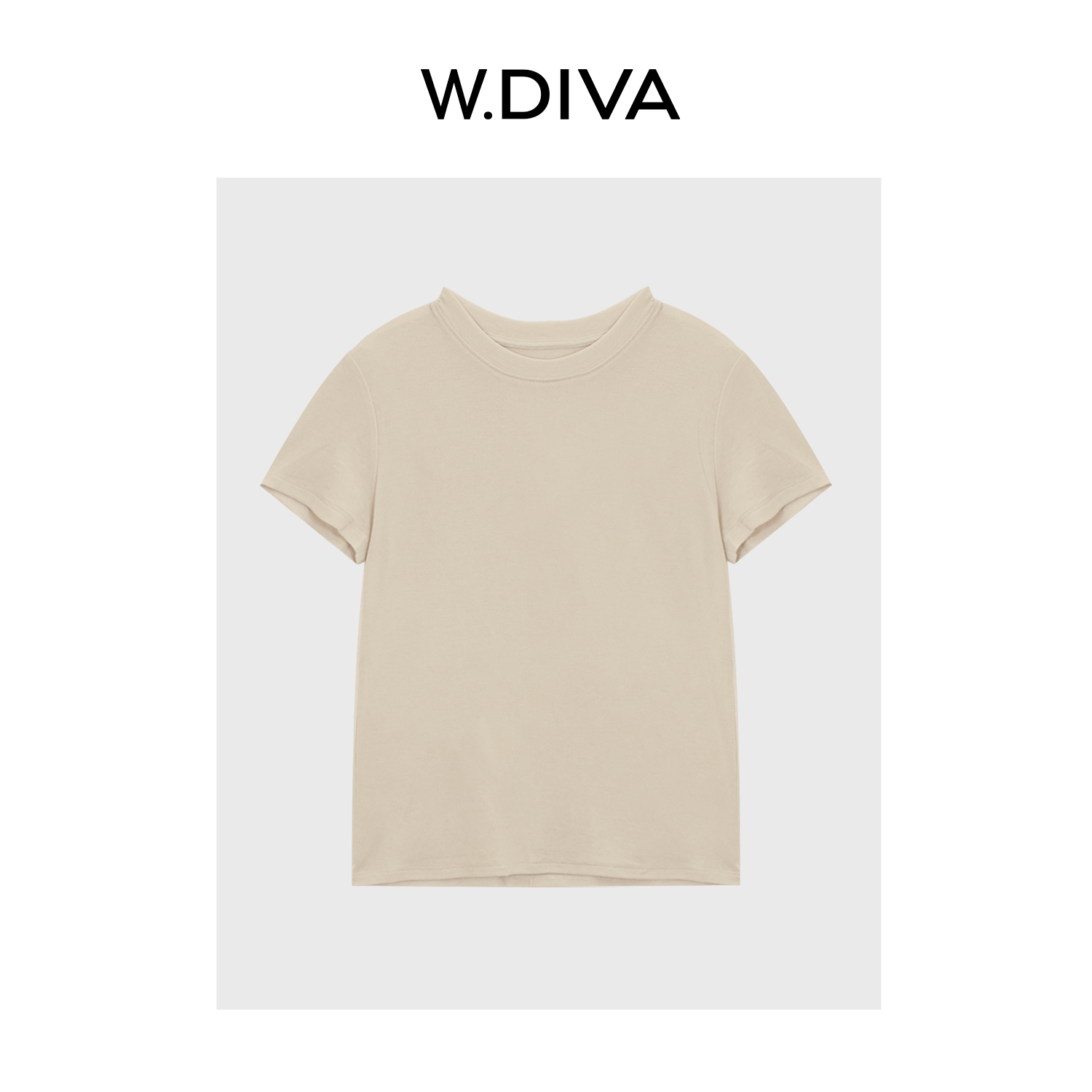 W.Diva【纯色休闲T】桑蚕丝莱赛尔极简高级短袖圆领T恤女52T212156