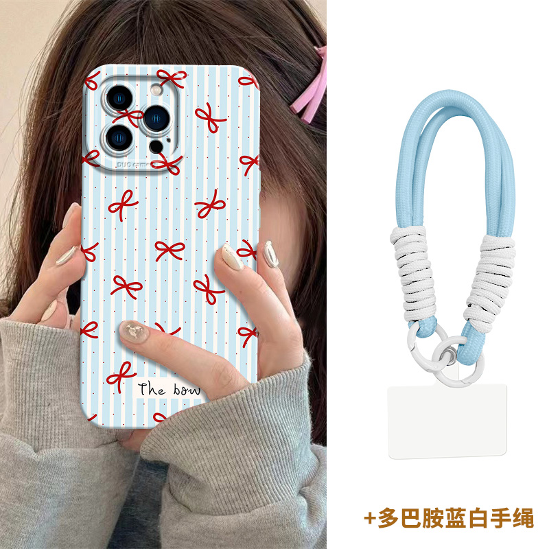 【苹果/华为/荣耀/OPPO/vivo小米】条纹领结天使眼防摔手机壳