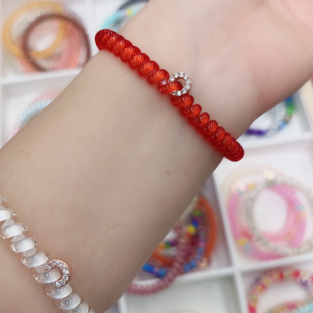 非金属发饰7号手链一条珠光红