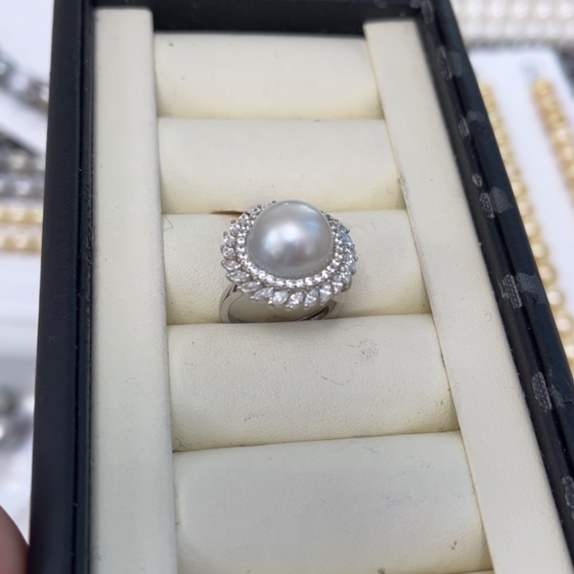 【闪购商品】海水珍珠戒指银S925镶嵌12.2mm