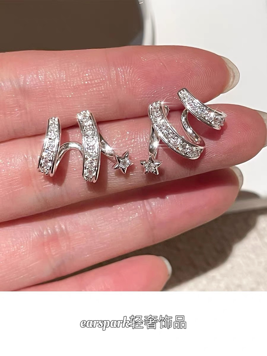 EarSpark 铜合金耳饰 【耳畔流星】耳钉精致百搭轻奢款气质时尚