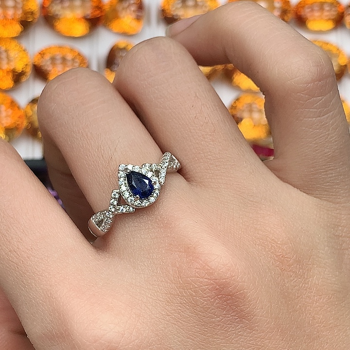 蓝宝石戒指银S925镶嵌