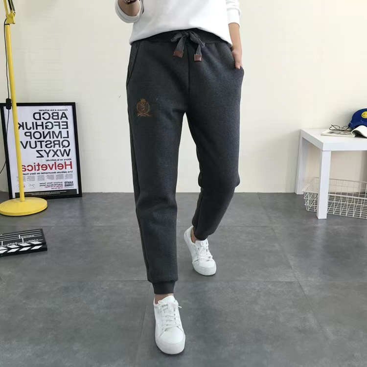 清仓刺绣标加绒加厚保暖卫裤