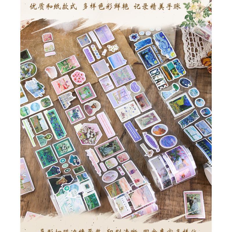 全套梵高油画系列复古模切胶带百搭图案手机背卡装饰拼贴DIY