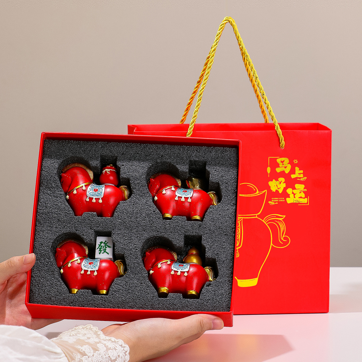 [马上好运]新款元宝国潮文创树脂小马摆件新年礼品乔迁新居伴手礼