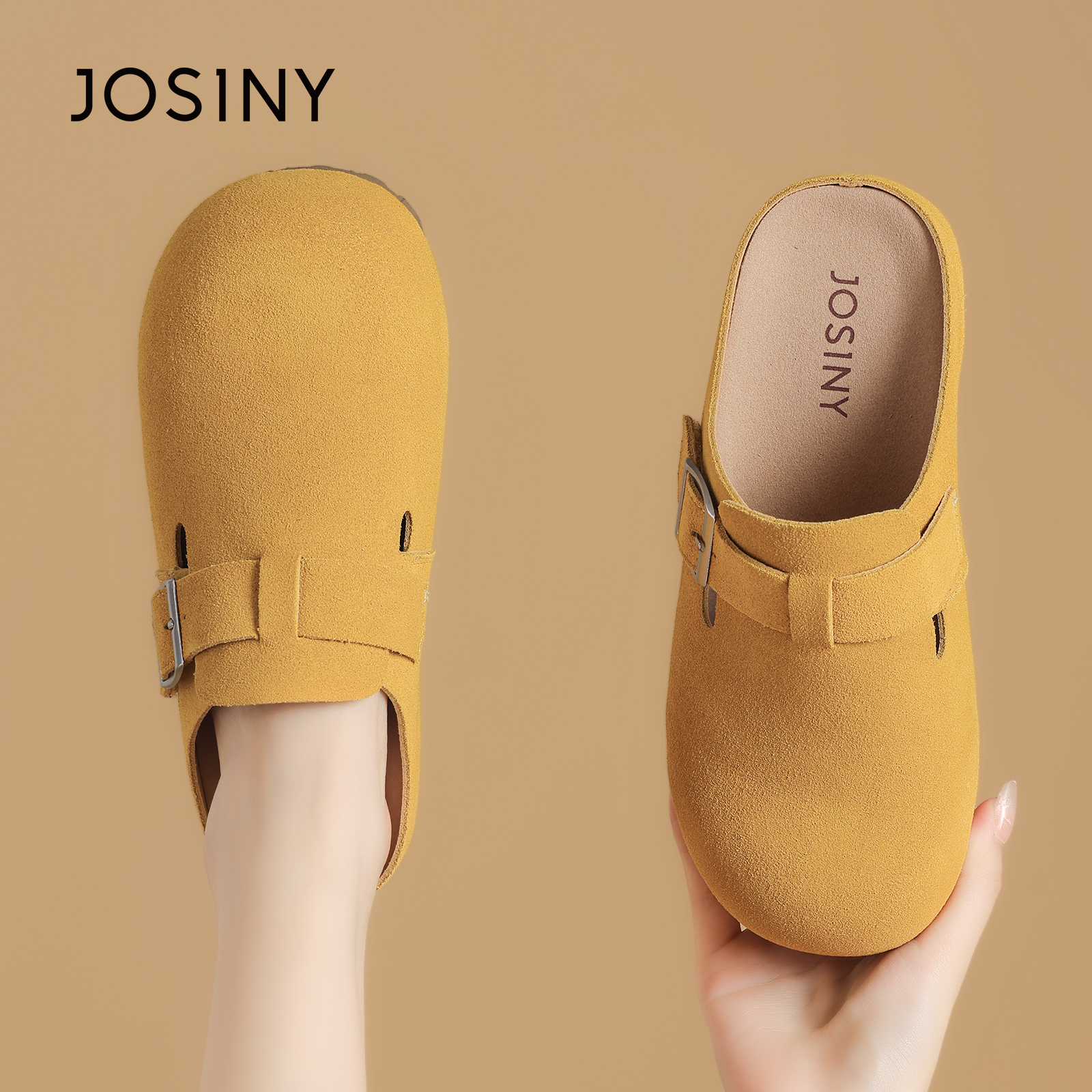 JOSINY/卓诗尼可爱风包头拖搭扣休闲百搭平底居家度假风542A31803