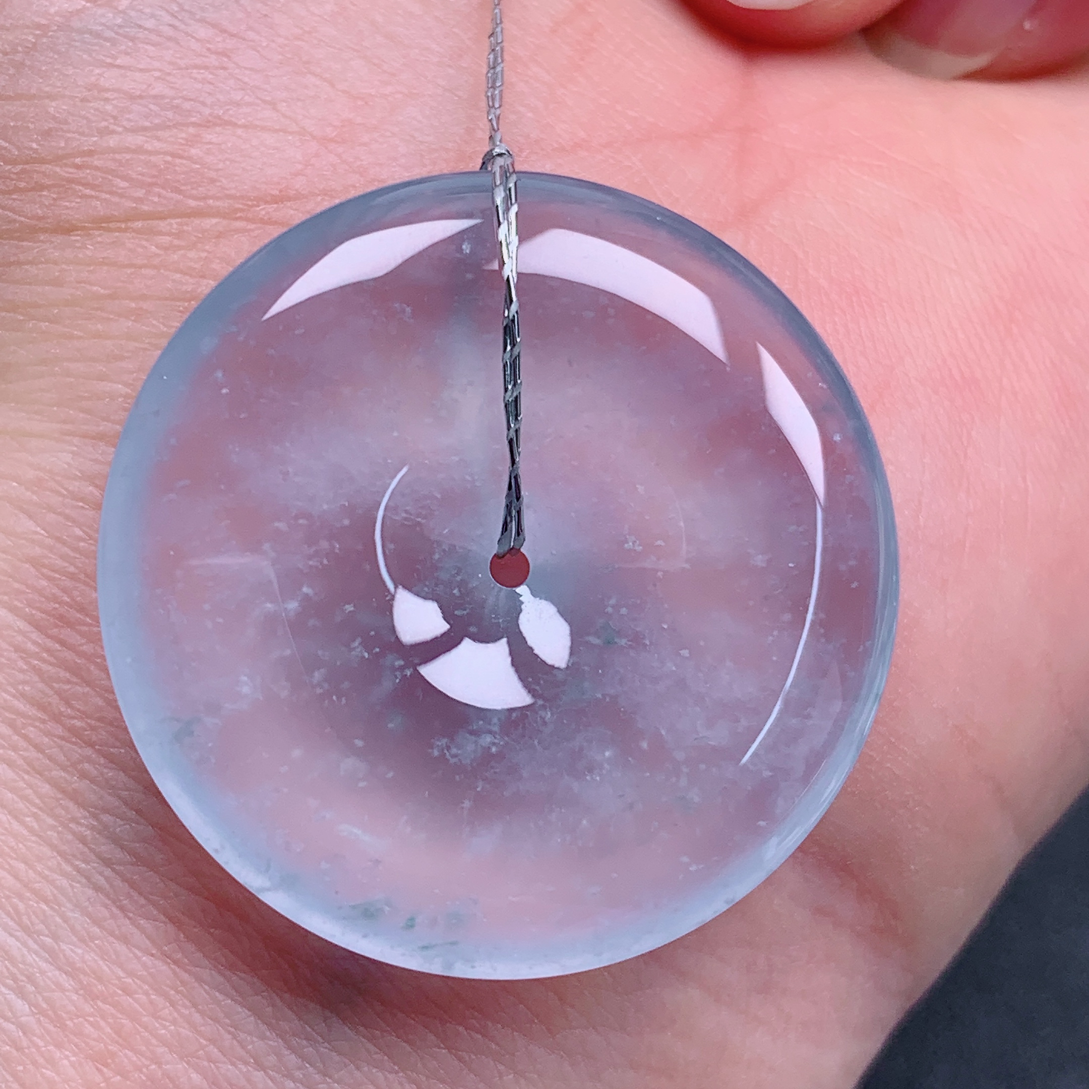 天然缅甸翡翠A货高冰蓝平安扣气质精美尺寸31.5+6  463