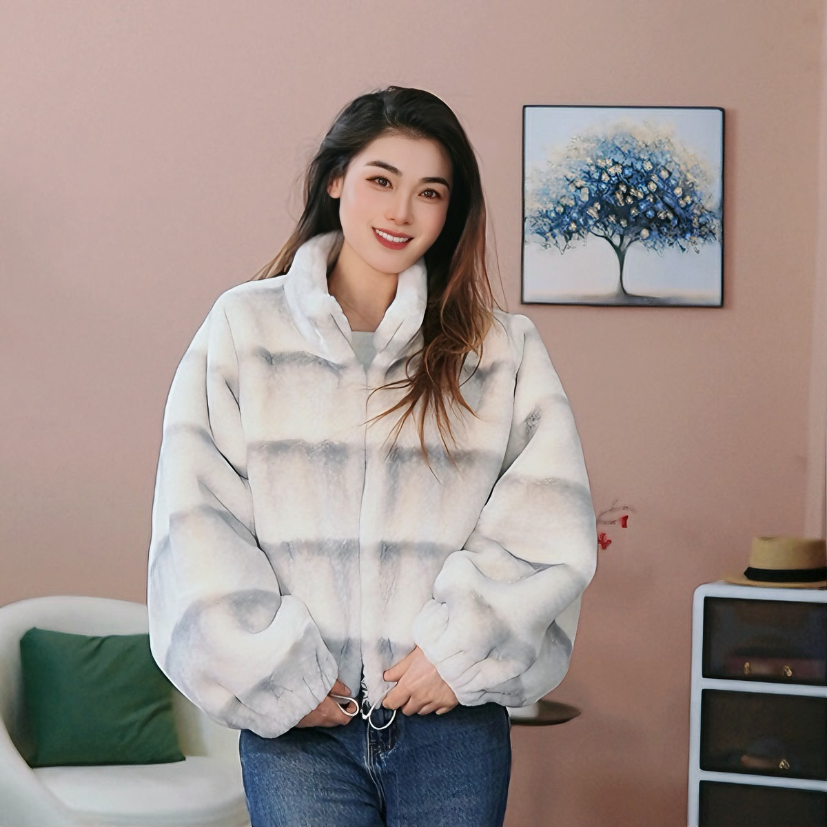 立领保暖短款皮皮毛毛一体INS短外套冬季时尚休闲秋冬2026款百搭