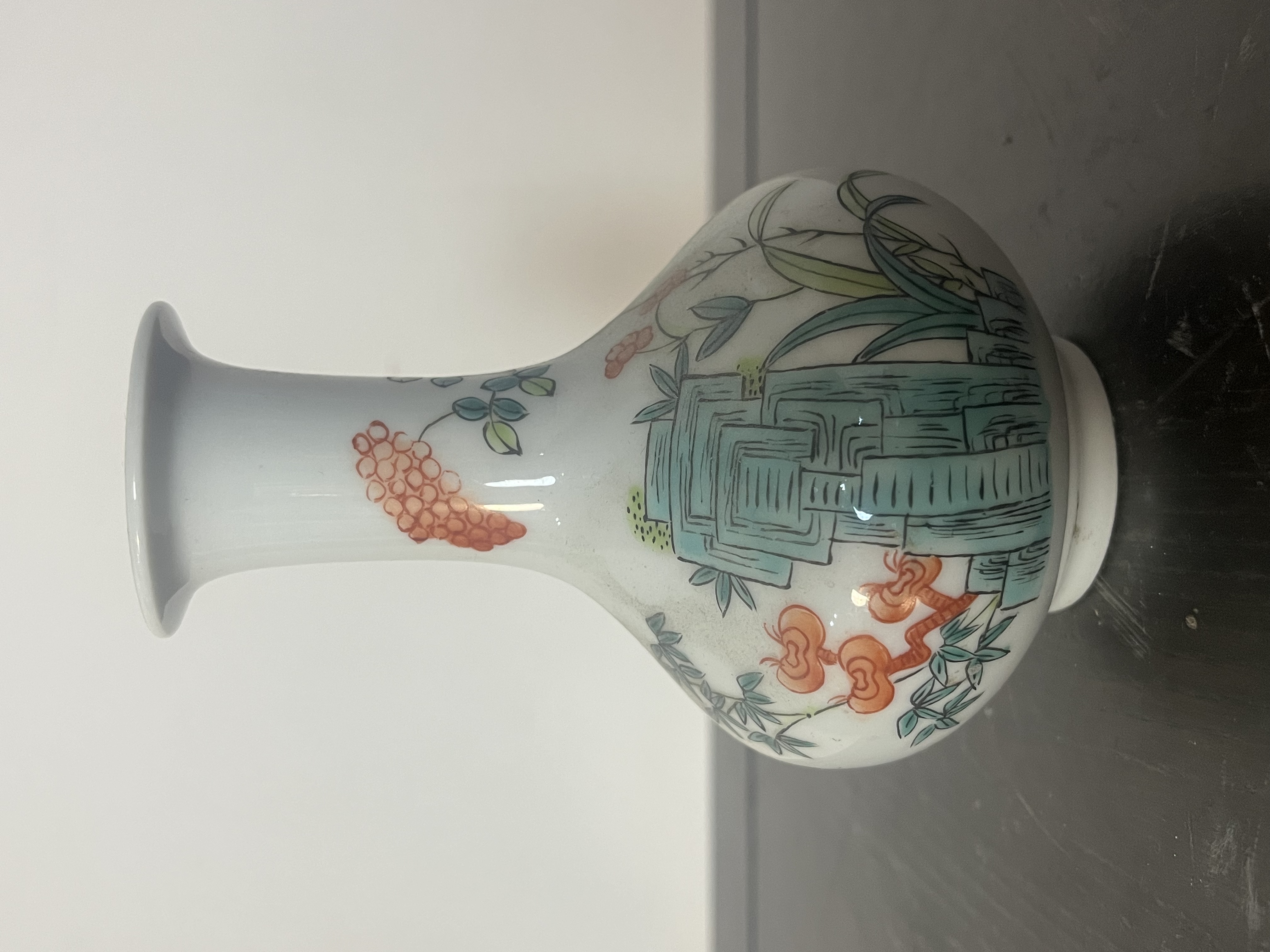 景德镇陶瓷粉彩花鸟长颈瓶